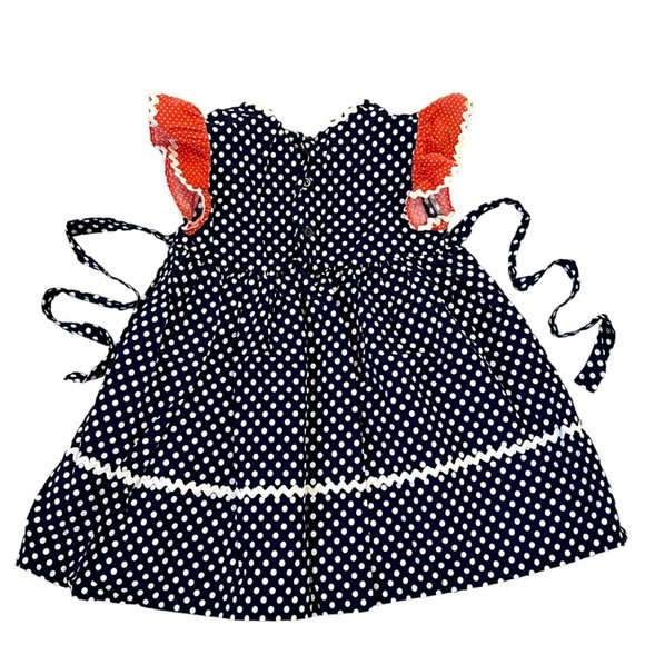 Cinderella Stop the Press Vintage Orange/Blue Polka Dot 70s 4T Dress - Picture 2 of 7